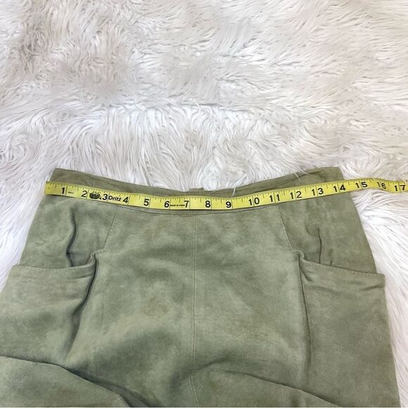 Bino Baraldi VTG 2-Pc Outfit Knit Leather Top + Leather Midi Skirt Green set S - Picture 10 of 17